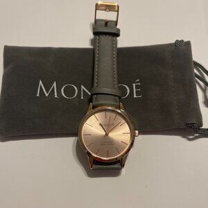 Monroé SOLÉROSE - CHARCOAL LEATHER Women’s Watch NWT